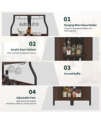 gaomon 4 Tier Corner Wine Rack with Glass Holder and Storage Shelves for Living Room