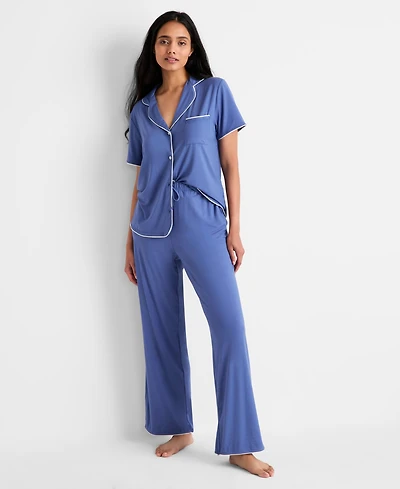 State of Day Women's Fluid Knit Notched Pajama Set, Exclusively at Macy's