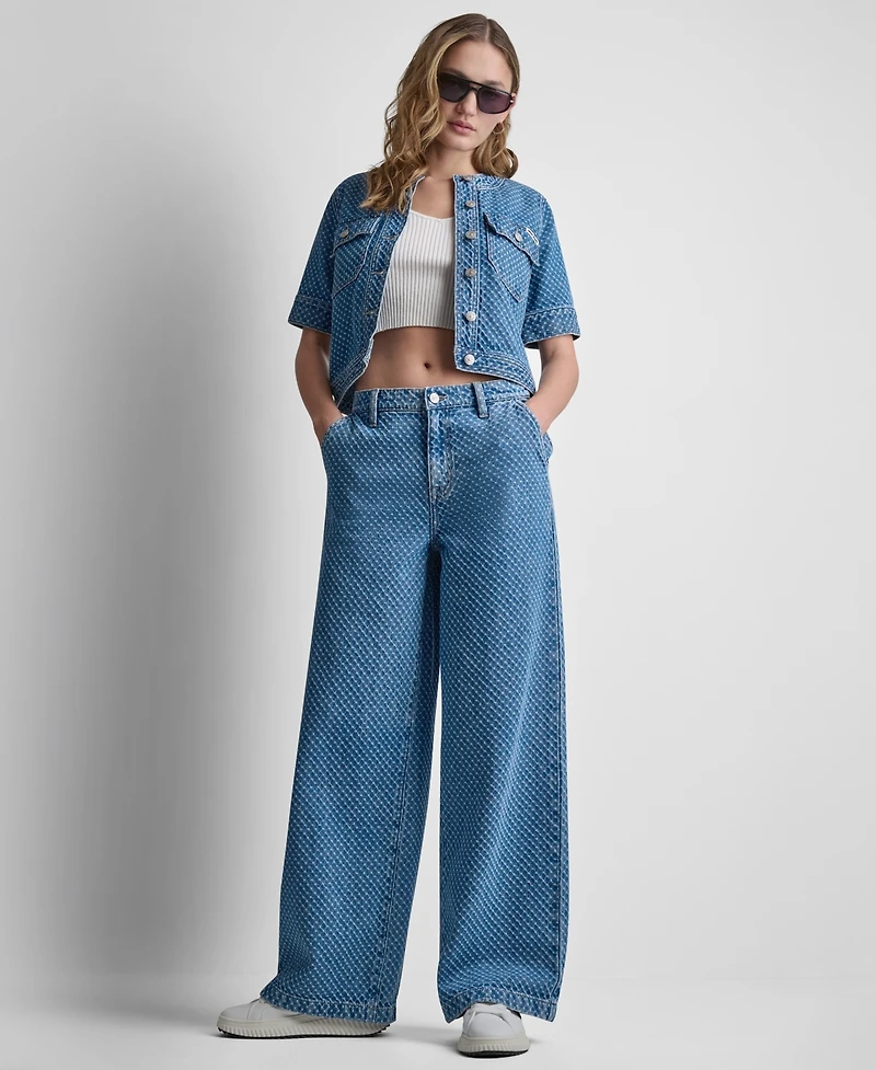 Dkny Jeans Women's Mid-Rise Wide-Leg Boucle