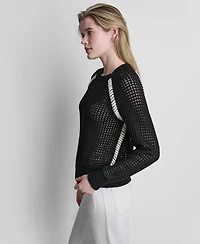 Dkny Jeans Women's Open Stitch Long Raglan-Sleeve Sweater