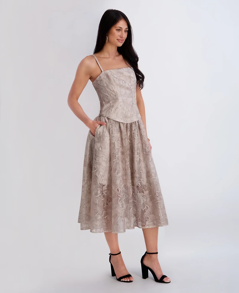 Siena Women's Embroidered Mesh Midi Dress