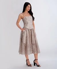 Siena Women's Embroidered Mesh Midi Dress