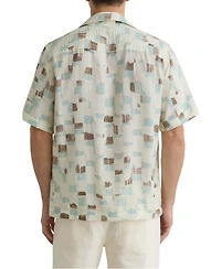 Reiss Men's Vespucci Brushstroke-Print Cuban-Collar Shirt
