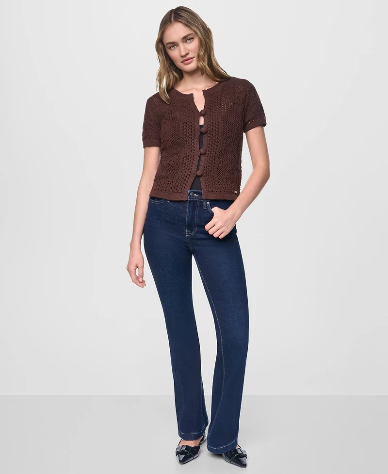 Dkny Jeans Women's Short-Sleeve Crewneck Cardigan