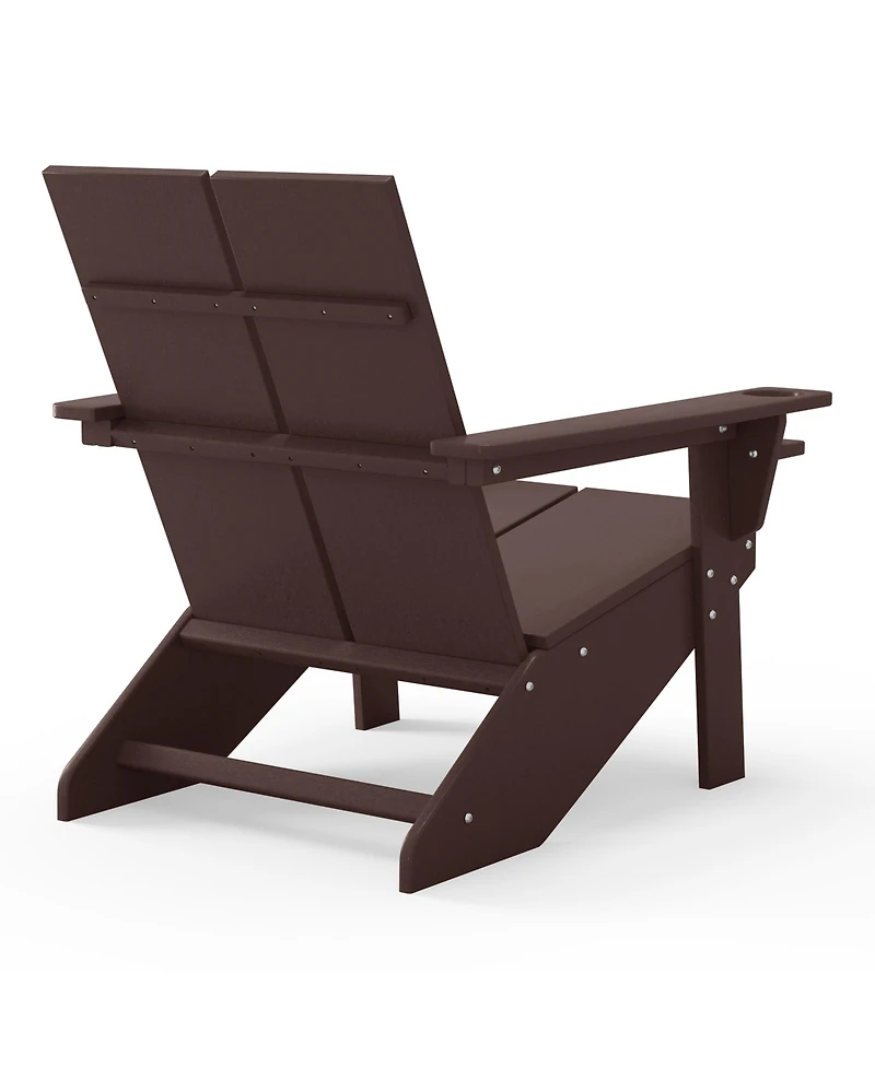 Outdoor Hdpe Modern Adirondack Chair with Cup Holder (Set of