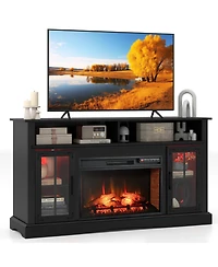 Gymax Fireplace Tv Stand w/ Remote Controls and Thermostat Storage Cabinets