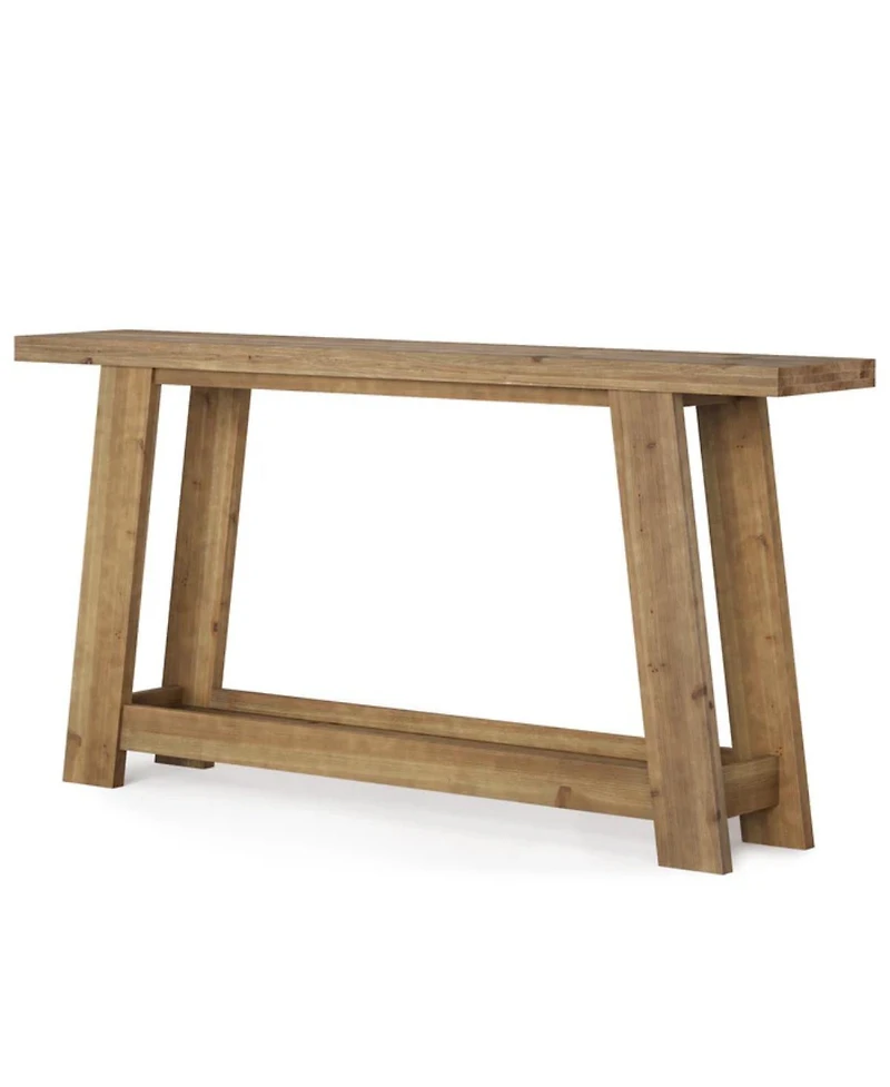 Slickblue Farmhouse Wooden Sofa Console Table with 2-Tier Shelf for Entryway-Light Brown