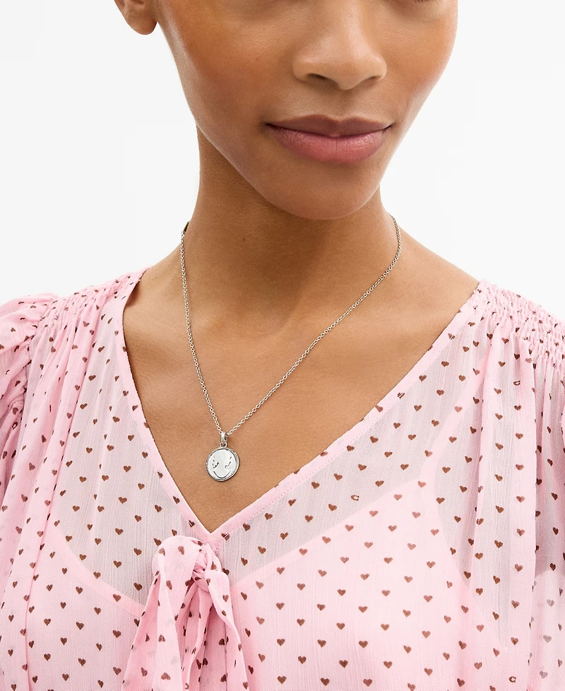 Coach Silver Runway My Love Coin Charm Pendant Necklace
