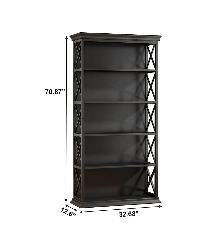 Slickblue Industrial Bookshelf Metal and Wooden Display Shelf