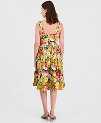 Tahari Asl Women's Printed Square-Neck Fit & Flare Dress