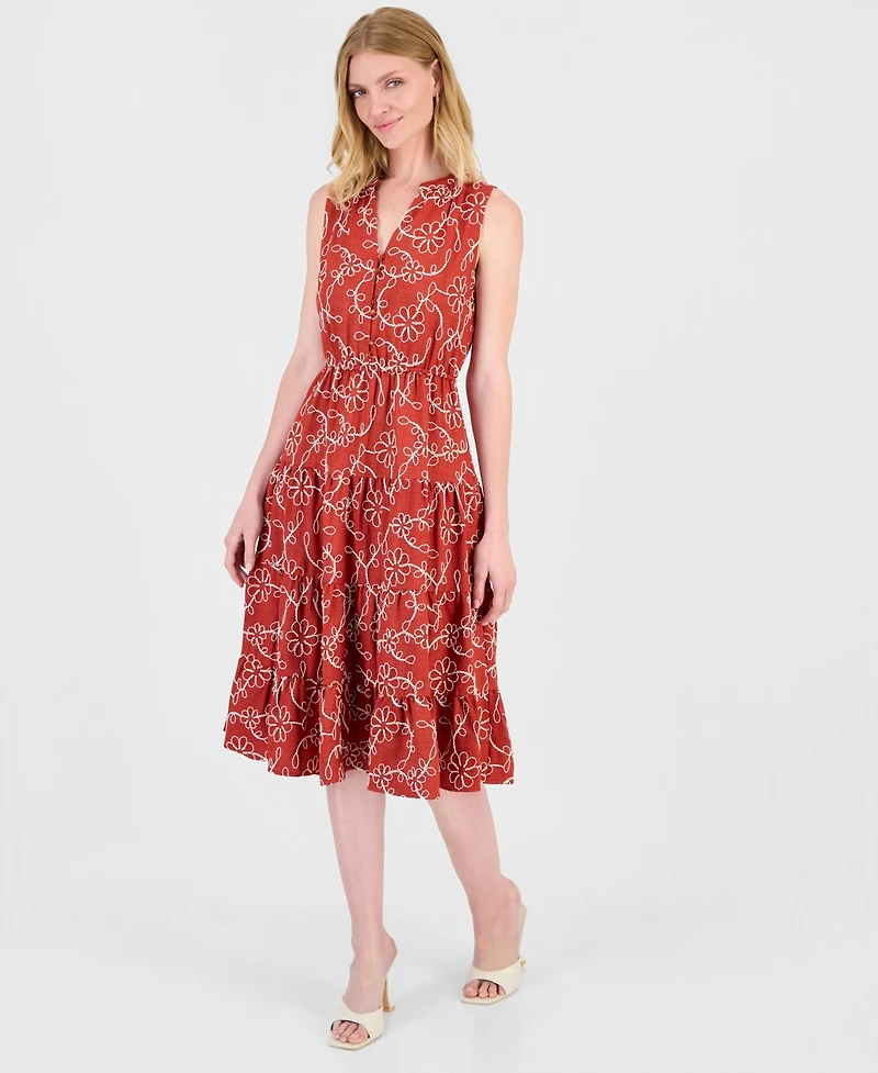 T Tahari Women's Sleeveless Printed Fit & Flare Dress