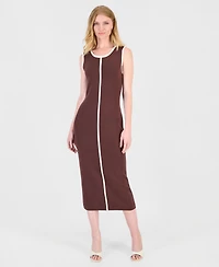 T Tahari Women's Contrast Tipped Midi Bodycon Dress