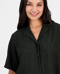 Eileen Fisher Women's Notch-Collar Elbow-Sleeve Shirt