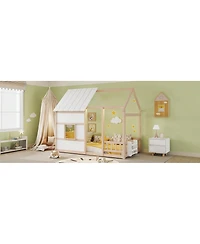 Streamdale Furniture House Floor Bed With 7 Colors Led Light of Nude