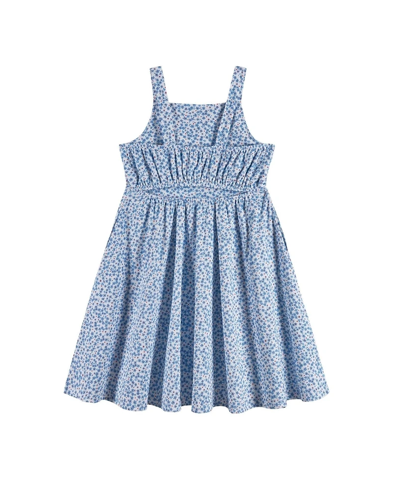 Andy & Evan Girls Andy and Evan Andy and Evan Blue Floral Printed Dress With Back Cutout