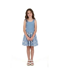 Andy & Evan Girls Andy and Evan Andy and Evan Floral Eyelet Rib Knit Bow Shoulder Dess