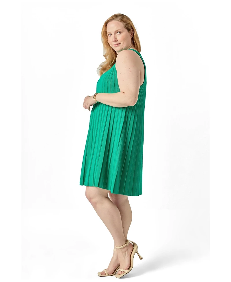 English Factory Plus Pleated A-line Knit Mini Dress