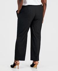 Kasper Plus Washable Bi-Stretch Straight-Leg High-Rise Pants