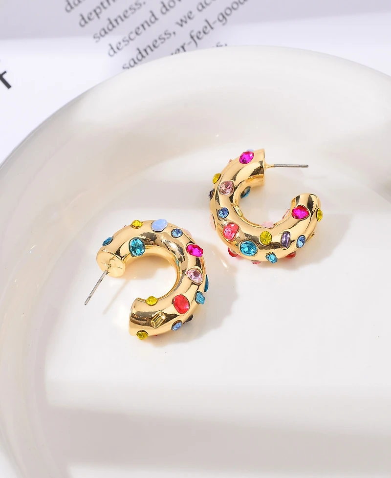 Nicole Miller Gold-Tone Small Hoop Stud Earrings