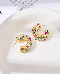Nicole Miller Gold-Tone Small Hoop Stud Earrings