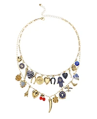 Nicole Miller Gold-Tone Double Layer Charm Necklace