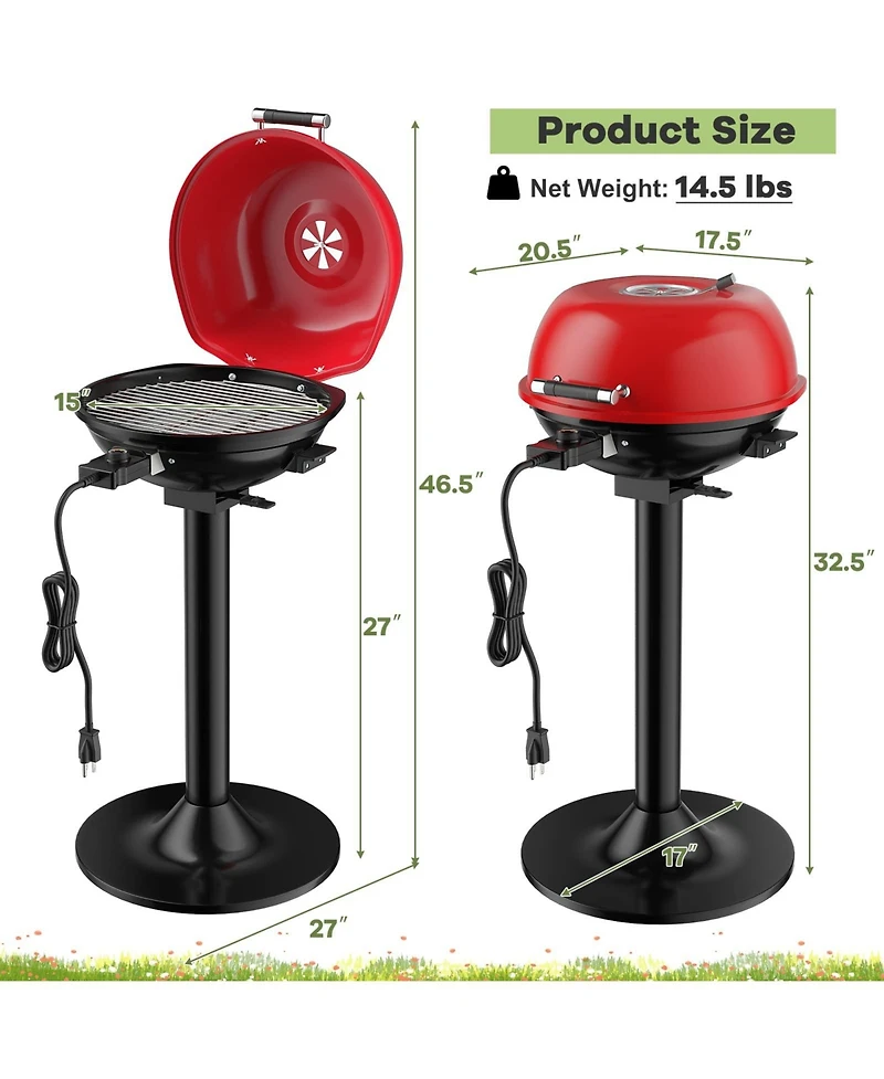 Ecooso 1600W Portable Electric Bbq Grill with Removable Non-Stick Rack