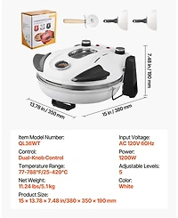 Mecale Electric Pizza Oven, 12", 1200W, Cordierite Stone, 5 Heat Modes, Viewing Window, Up to 788degree(s)F