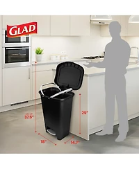 Glad Kitchen Trash Can with Lid, Foot Pedal and Garbage Bag Rings