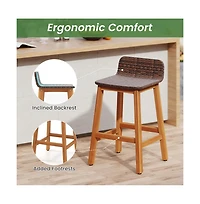 Boyel Living Solid Acacia Wood Bar Stools Set of 2 with Backrests and Footrests for Porch