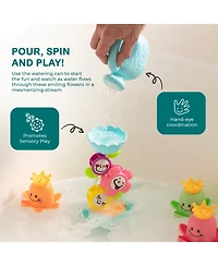 Sperric Toddler 3 Pieces Bath Toys for Toddlers, Flower Waterfalls Waterwheel Bath Tub Toys with Suction Cup 1-3