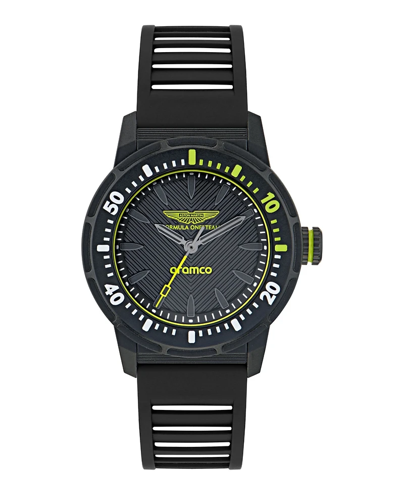 Aston Martin F1 Men's Pdk 3 Hand Quartz Black Silicone Watch 40mm