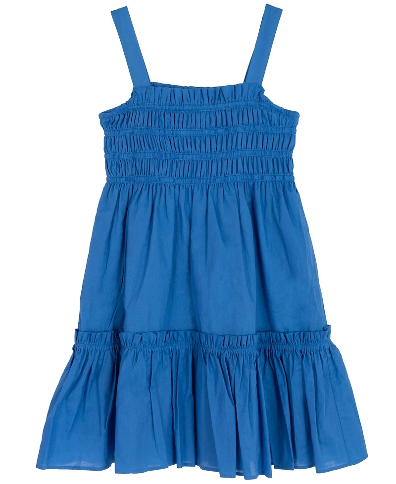 Rare Editions Girls' 7-16 Woven Smocked Bodice 2-Tier Skirt Dress
