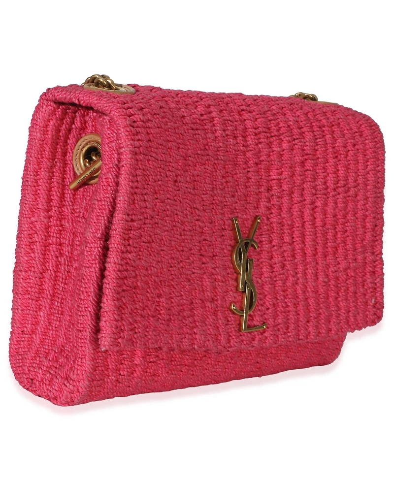 Pre-Owned Saint Laurent Pink Raffia Medium Kate Chain Bag