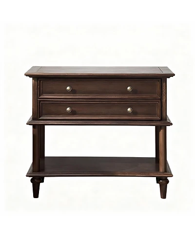 Yigii Drawer & Open Shelf Farmhouse Nightstand