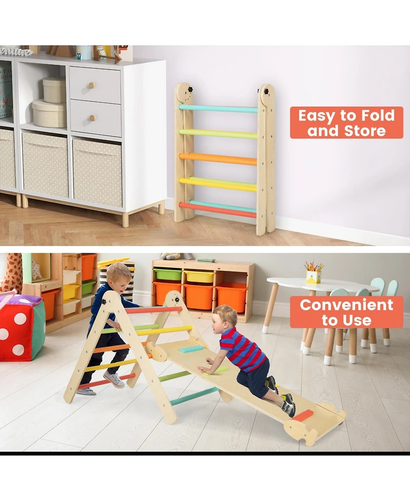 Mecale 3-in-1 Climbing Set Foldable and Adjustable Kids Triangle Set