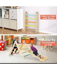 Mecale 3-in-1 Climbing Set Foldable and Adjustable Kids Triangle Set