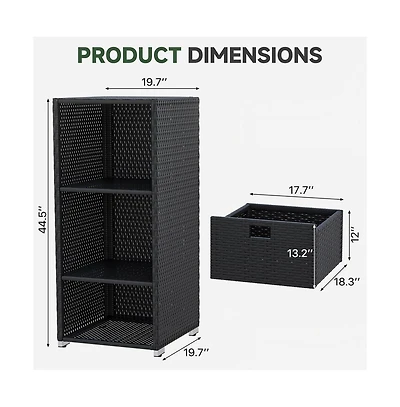 Aoxun Woven Dresser with Drawers, Modern Metal Frame for Living Room or Entryway