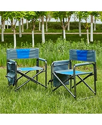 Clihome 2-piece Padded Folding Outdoor Chair with Storage Pockets