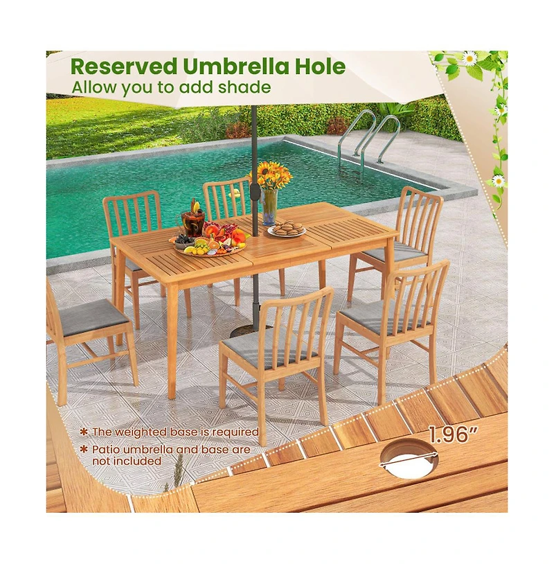 Boyel Living 6-Person Outdoor Acacia Wood Rectangular Bistro Dining Table