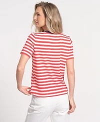 Isaac Mizrahi Women's Short-Sleeve Crewneck Top