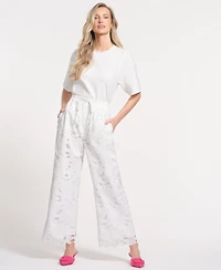 Isaac Mizrahi Women's Eyelet Drawstring Pants