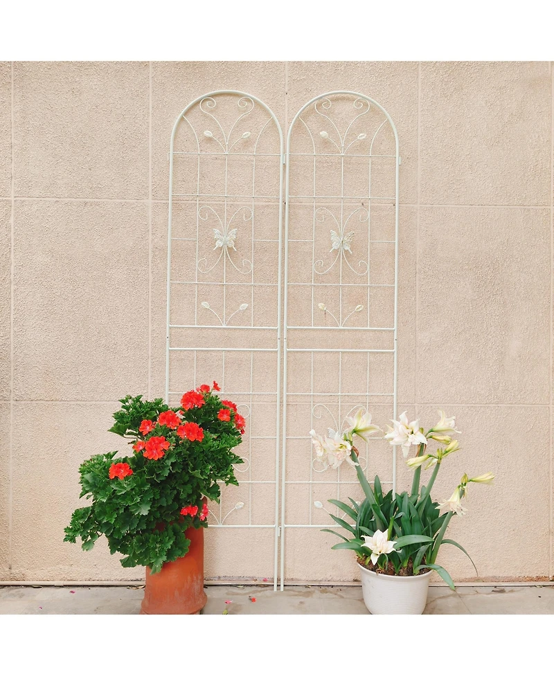 Clihome Metal Garden Trellis 86.7" x 19.7" Rustproof Trellis for Climbing Plants Outdoor Flower Support