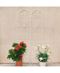 Clihome Metal Garden Trellis 86.7" x 19.7" Rustproof Trellis for Climbing Plants Outdoor Flower Support