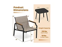 Boyel Living 3 Piece Outdoor Chair Set with Breathable Fabric Seat and Armrests