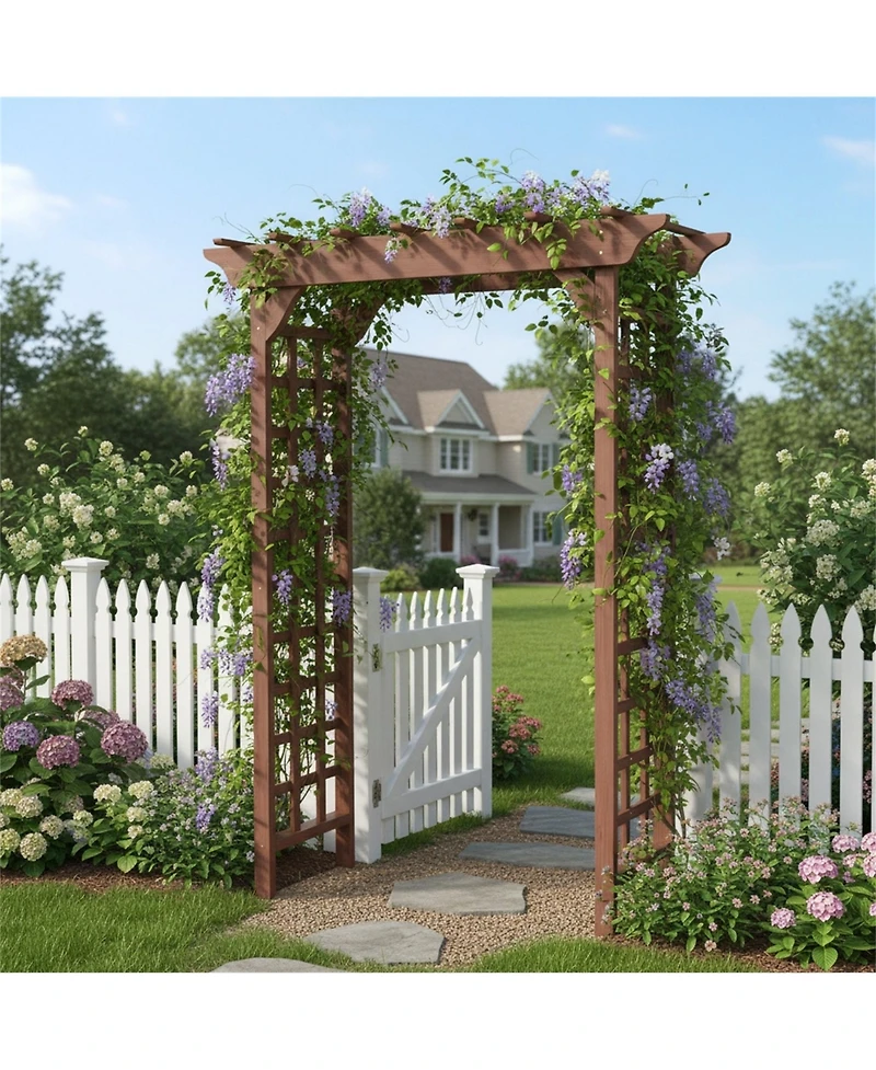 Clihome Wooden Wedding Arch, Wood Trellis for Plant Climbing, Christmas Decor Pergola for Garden Backyard