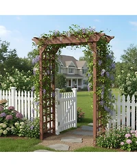 Clihome Wooden Wedding Arch, Wood Trellis for Plant Climbing, Christmas Decor Pergola for Garden Backyard