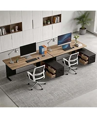 Logicfox Large Executive Desk with Drawers Cabinet Outlet Cable Management for Business Furniture Set Workstation