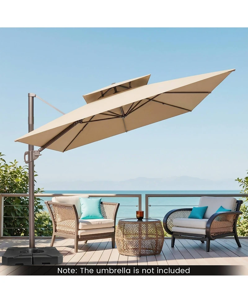 Costway 274 Lbs Cantilever Patio Umbrella Base with Handles, Weighted Base for Outdoor