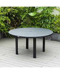 Leisuremod Chelsea 7-Piece Aluminum Outdoor Dining Set 60 inches. Round Table and 6 Armchair with Cushions