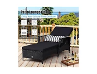Boyel Living Patio Wicker Chaise Lounge Chair with Pillow and Adjustable Backrest with Cushion